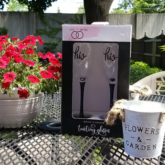 love the day Other - His and His Groom Wedding Toast Champange Glasses